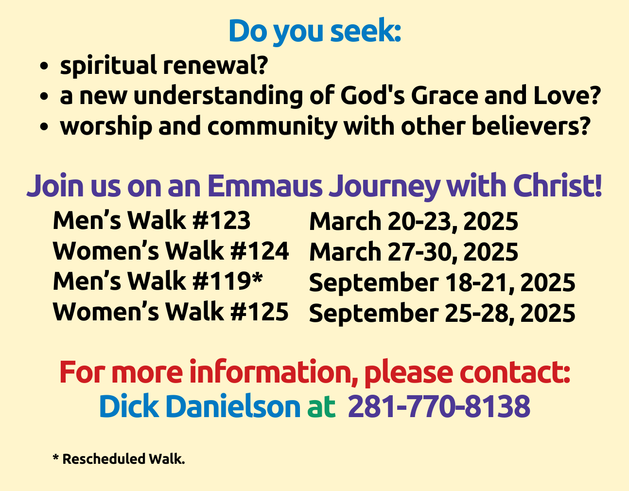 2025-03-20 Walk to Emmaus for SUMCorg