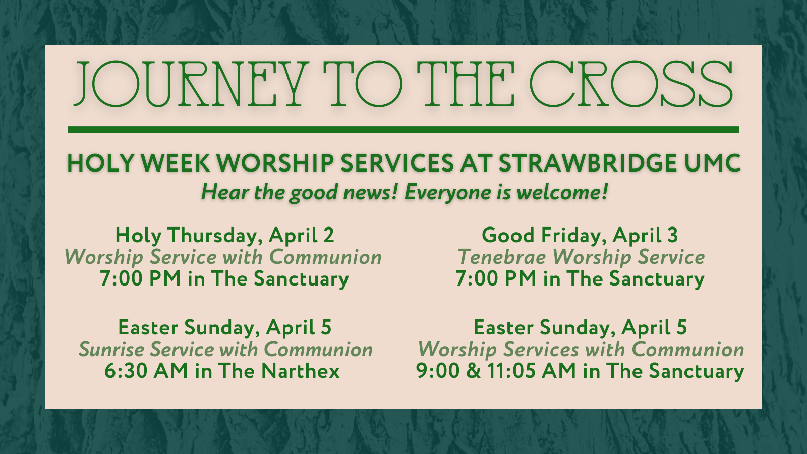 2026 Holy Week Worship Services - Internal